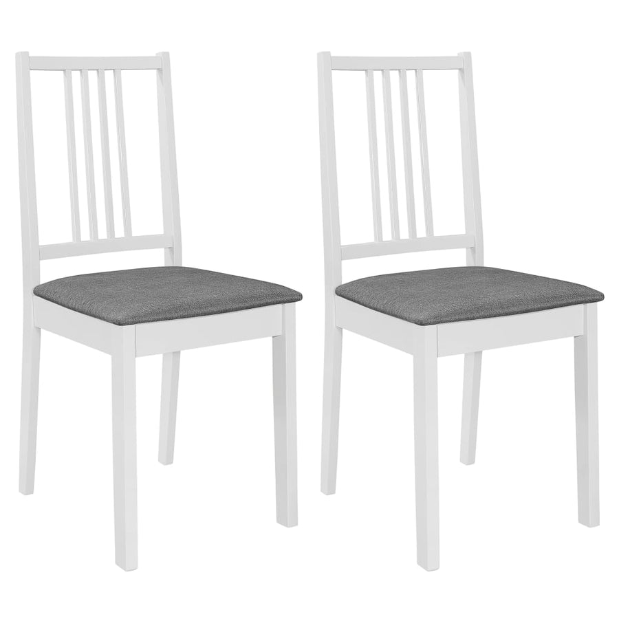 Eetkamerstoelen Met Kussens Massief Hout 2 Wit en grijs