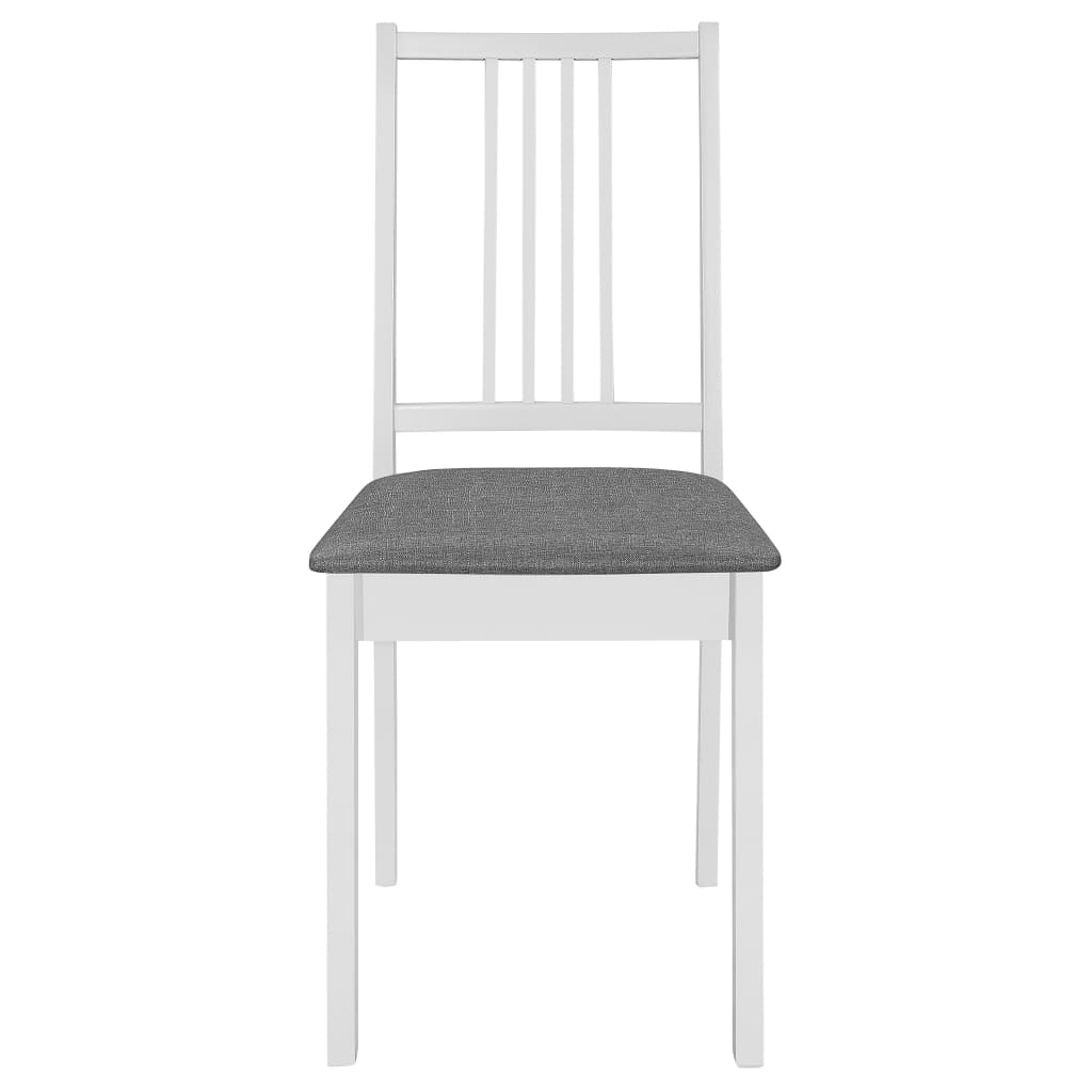 Eetkamerstoelen Met Kussens Massief Hout 2 Wit en grijs