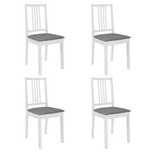 Eetkamerstoelen Met Kussens Massief Hout 4 Wit en grijs