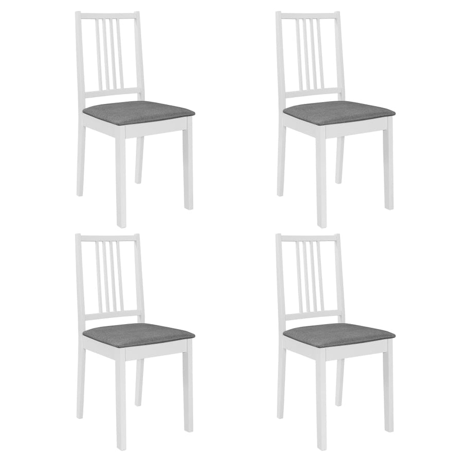 Eetkamerstoelen Met Kussens Massief Hout 4 Wit en grijs