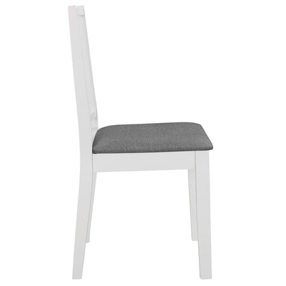 Eetkamerstoelen Met Kussens Massief Hout 4 Wit en grijs