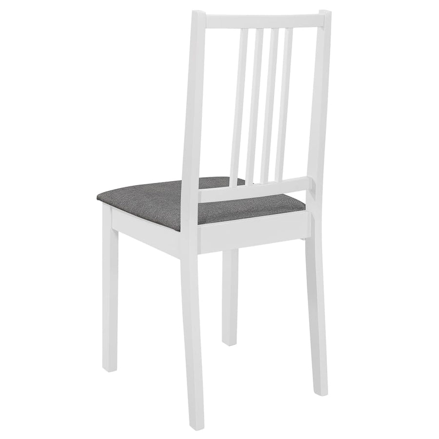 Eetkamerstoelen Met Kussens Massief Hout 4 Wit en grijs
