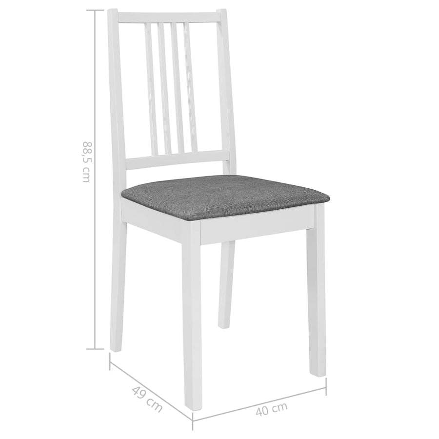 Eetkamerstoelen Met Kussens Massief Hout 4 Wit en grijs