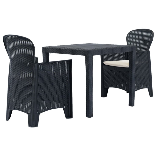 -Delige Tuinset Rattan-Look Kunststof 3 Antraciet