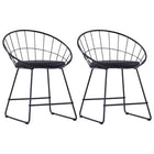 Dining chairs with faux leather seats 2 pcs steel black