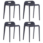Stools stackable 4 pcs plastic black
