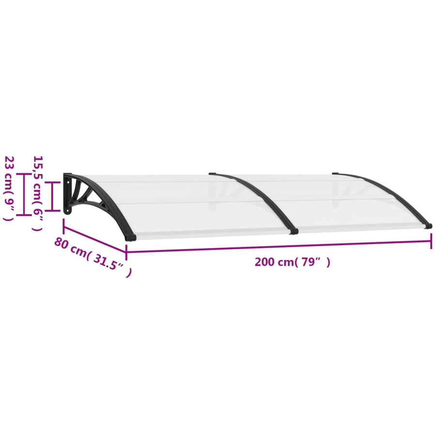 Deurluifel 200x80 cm PC zwart en transparant 200 x 80 cm Zwart en transparant