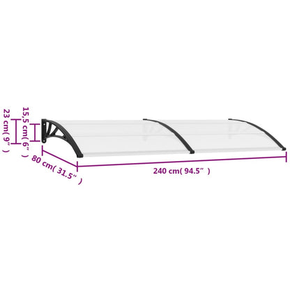 Deurluifel 240x80 cm PC zwart en transparant 240 x 80 cm Zwart en transparant