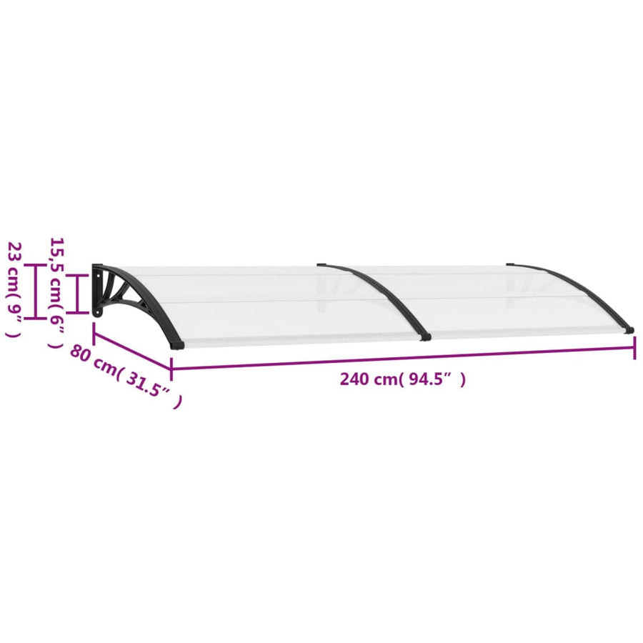 Deurluifel 240x80 cm PC zwart en transparant 240 x 80 cm Zwart en transparant