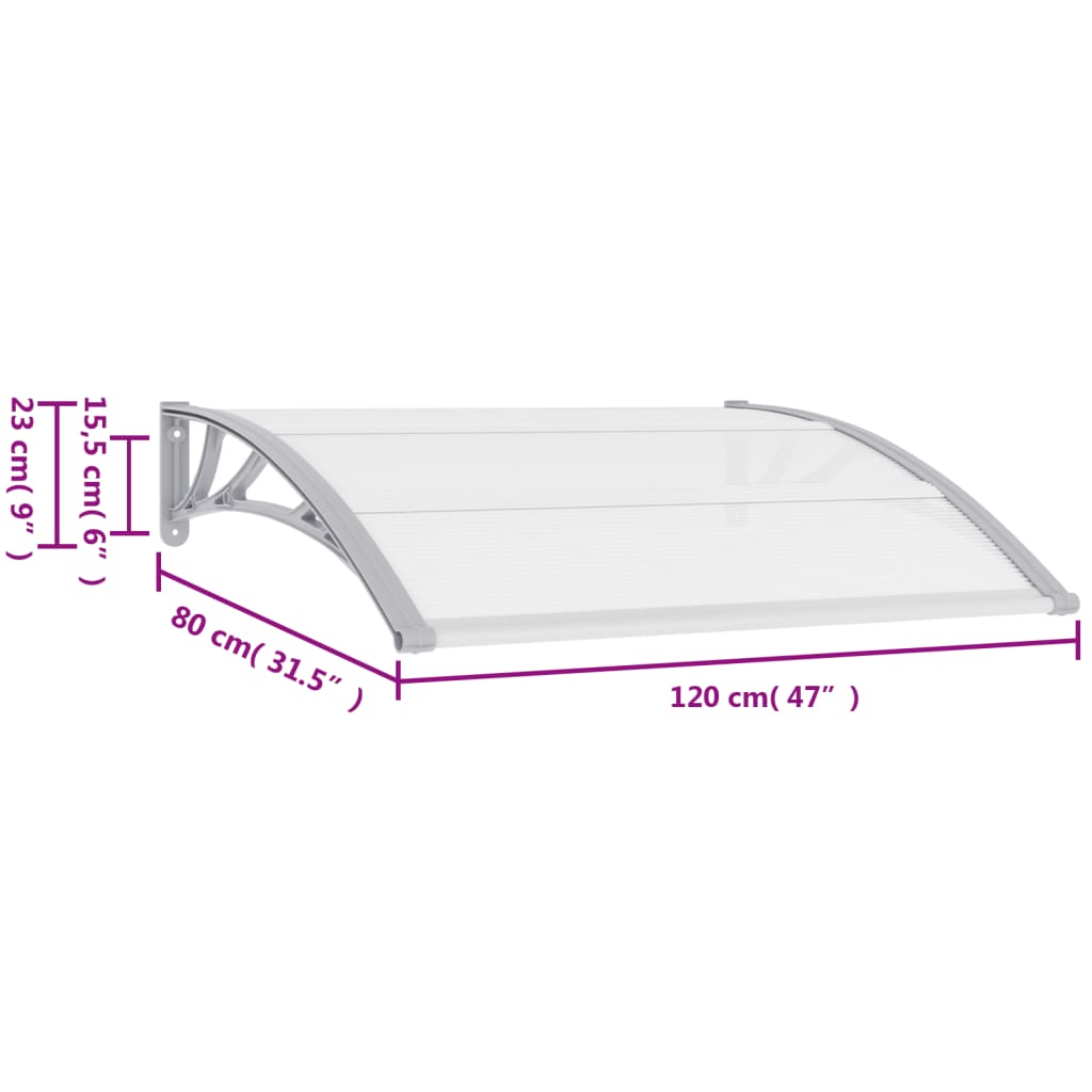 Deurluifel 120x80 cm PC grijs en transparant 120 x 80 cm Grijs en transparant