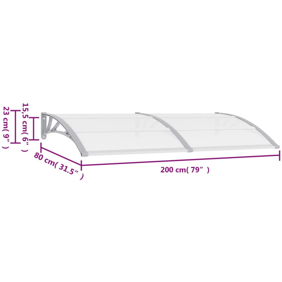 Deurluifel 200x80 cm PC grijs en transparant 200 x 80 cm Grijs en transparant