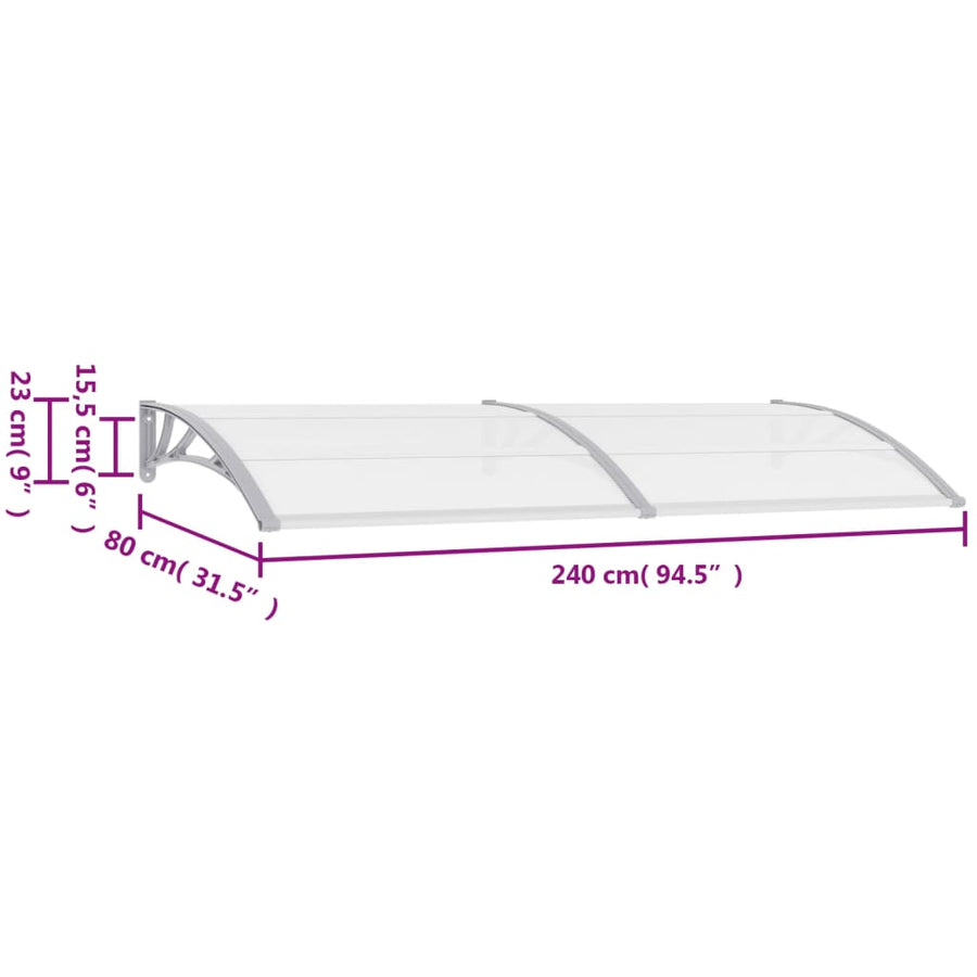 Deurluifel 240x80 cm PC grijs en transparant 240 x 80 cm Grijs en transparant