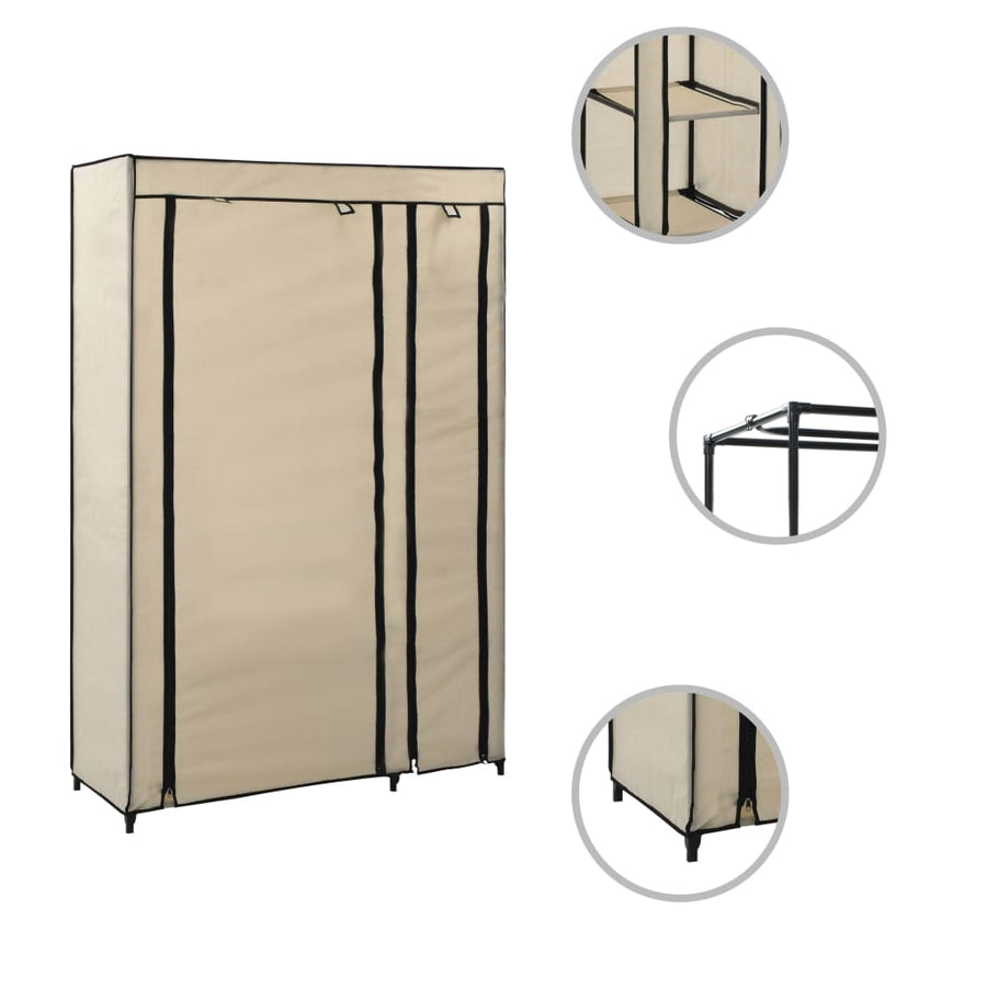 Kledingkast Opvouwbaar 0X45X75 Cm Stof Crème
