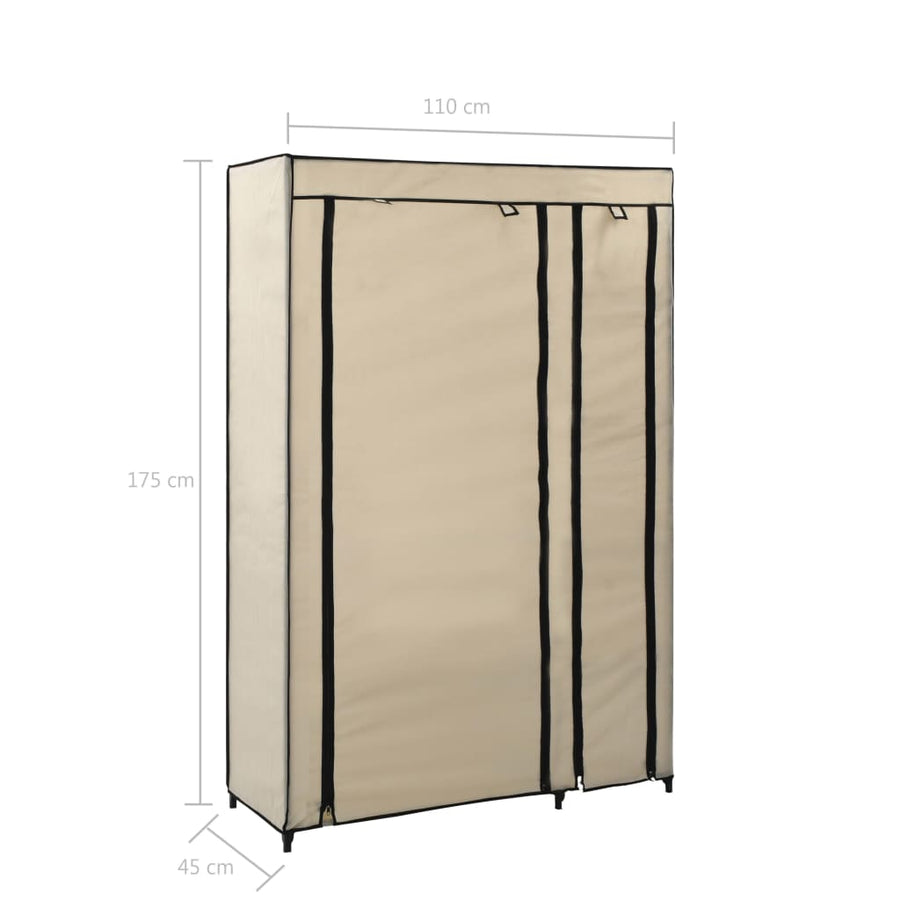 Kledingkast Opvouwbaar 0X45X75 Cm Stof Crème