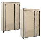Kledingkast opvouwbaar 110x45x175 cm stof crème 2 stuks