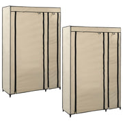 Kledingkast opvouwbaar 110x45x175 cm stof crème 2 stuks