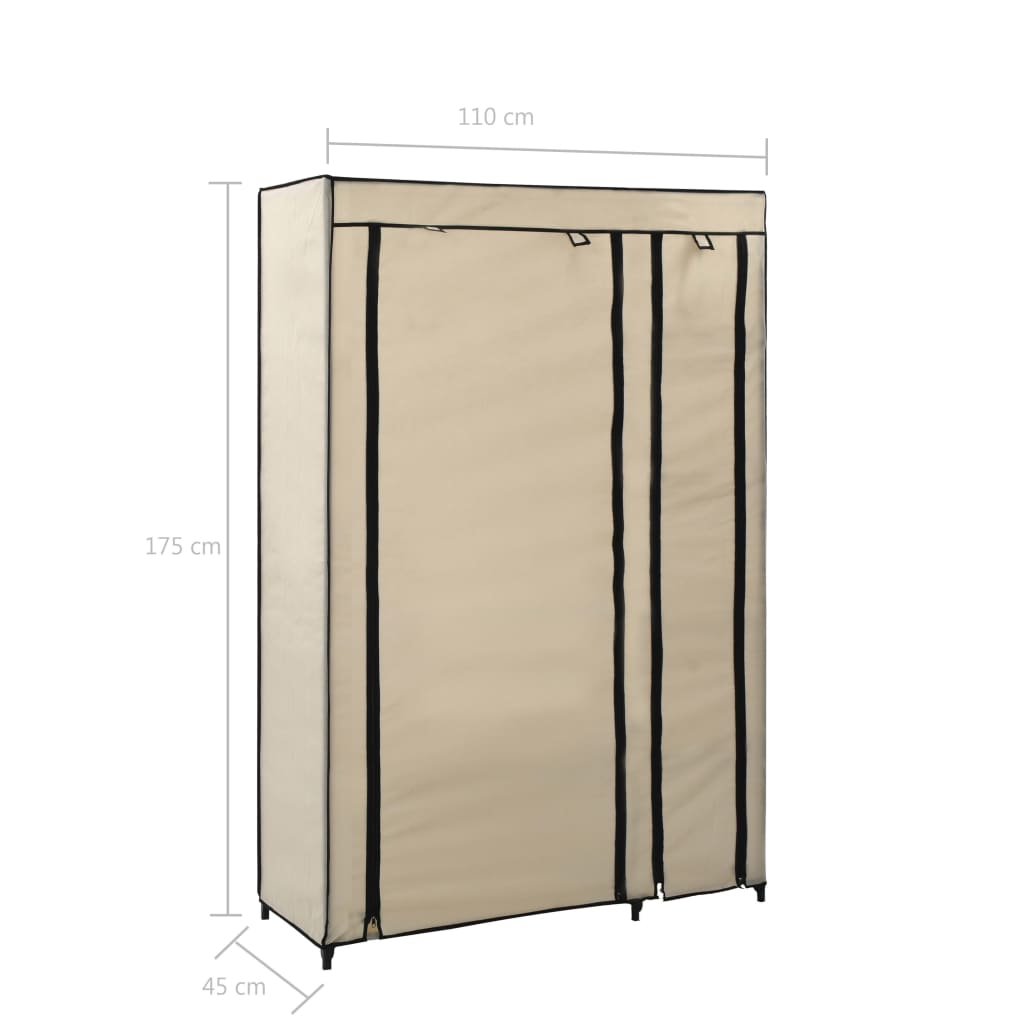 Kledingkasten Opvouwbaar St 0X45X75 Cm Stof 2 Crème