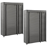 Kledingkast opvouwbaar 2 stuks 110x45x175 cm stof grijs