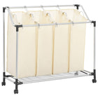 4-Bag Laundry Sorter Steel Cream