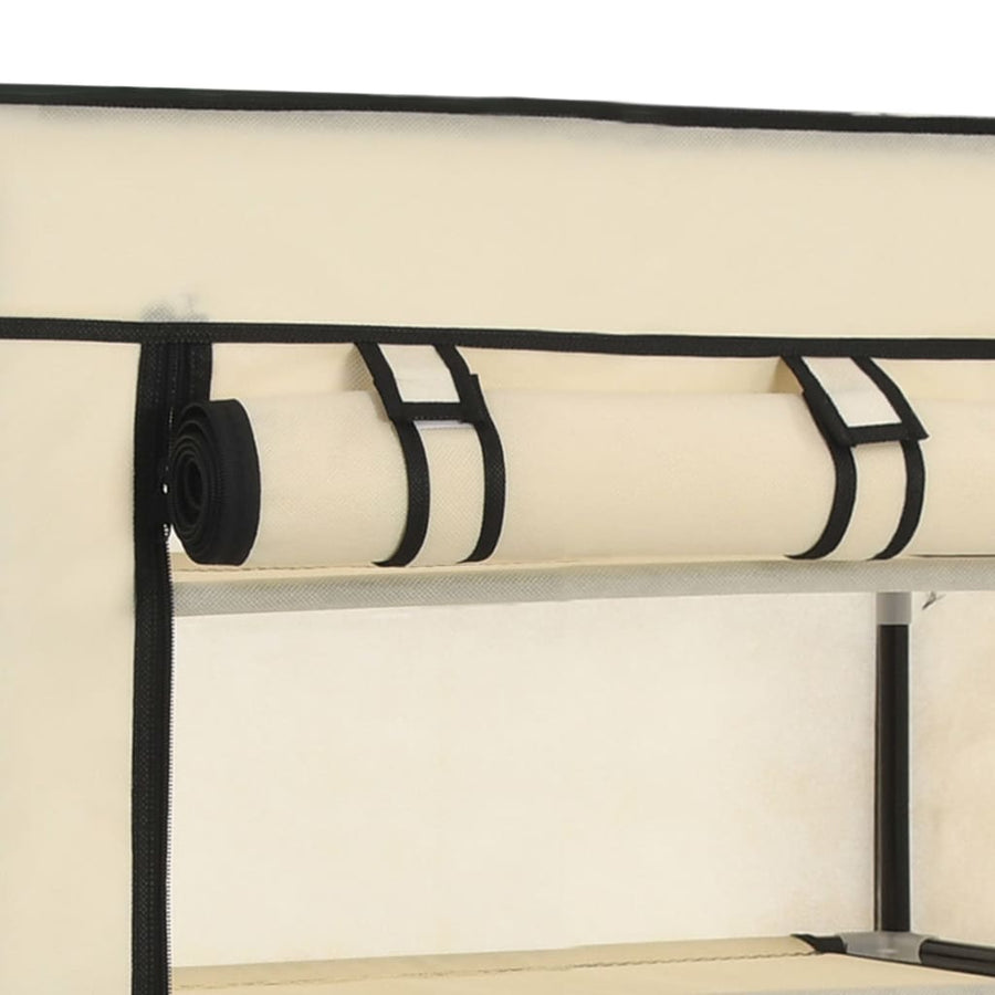 Schoenenkast met hoes 58x28x106 cm stof crème Crème