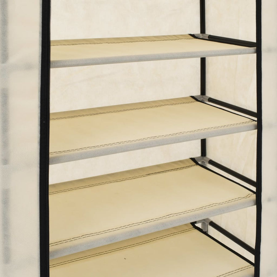 Schoenenkast met hoes 58x28x106 cm stof crème Crème