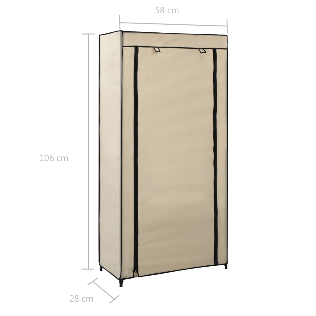 Schoenenkast met hoes 58x28x106 cm stof crème Crème