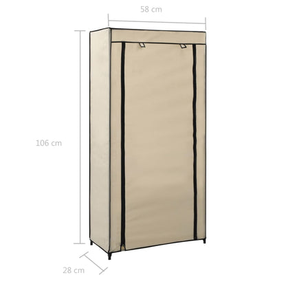 Schoenenkast met hoes 58x28x106 cm stof crème Crème