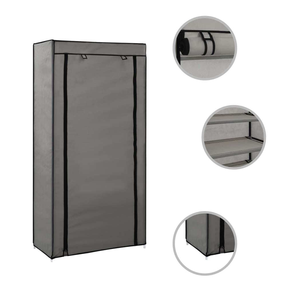 Schoenenkast met hoes 58x28x106 cm stof grijs Grijs