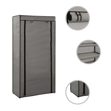 Schoenenkast met hoes 58x28x106 cm stof grijs Grijs