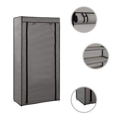 Schoenenkast met hoes 58x28x106 cm stof grijs Grijs
