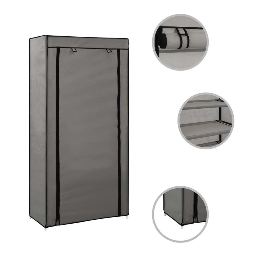 Schoenenkast met hoes 58x28x106 cm stof grijs Grijs