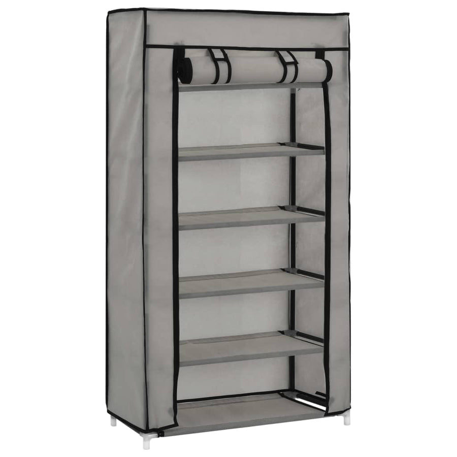 Schoenenkast met hoes 58x28x106 cm stof grijs Grijs