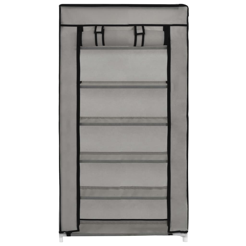 Schoenenkast met hoes 58x28x106 cm stof grijs Grijs