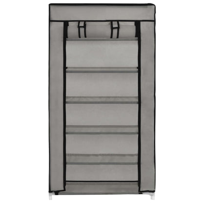 Schoenenkast met hoes 58x28x106 cm stof grijs Grijs