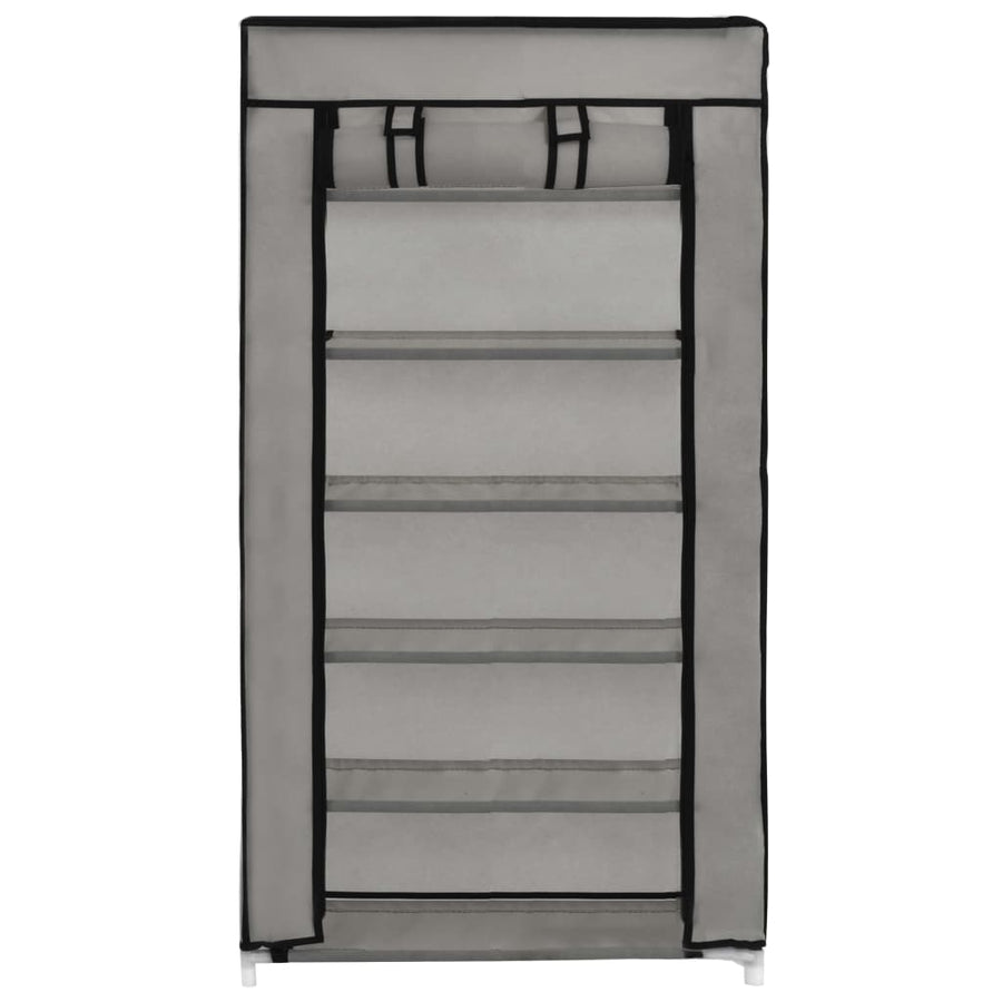 Schoenenkast met hoes 58x28x106 cm stof grijs Grijs