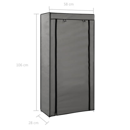 Schoenenkast met hoes 58x28x106 cm stof grijs Grijs