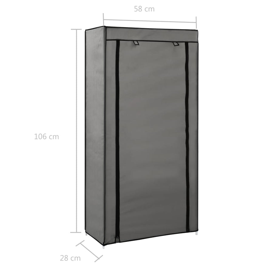 Schoenenkast met hoes 58x28x106 cm stof grijs Grijs