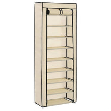 Schoenenkast Met Hoes 57X29X162 Cm Stof Crème