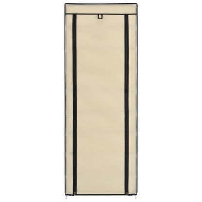 Schoenenkast Met Hoes 57X29X62 Cm Stof Crème