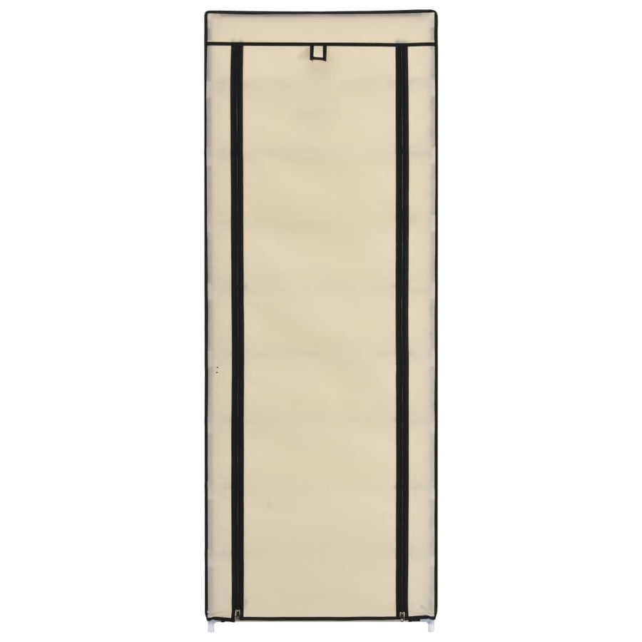 Schoenenkast Met Hoes 57X29X162 Cm Stof Crème
