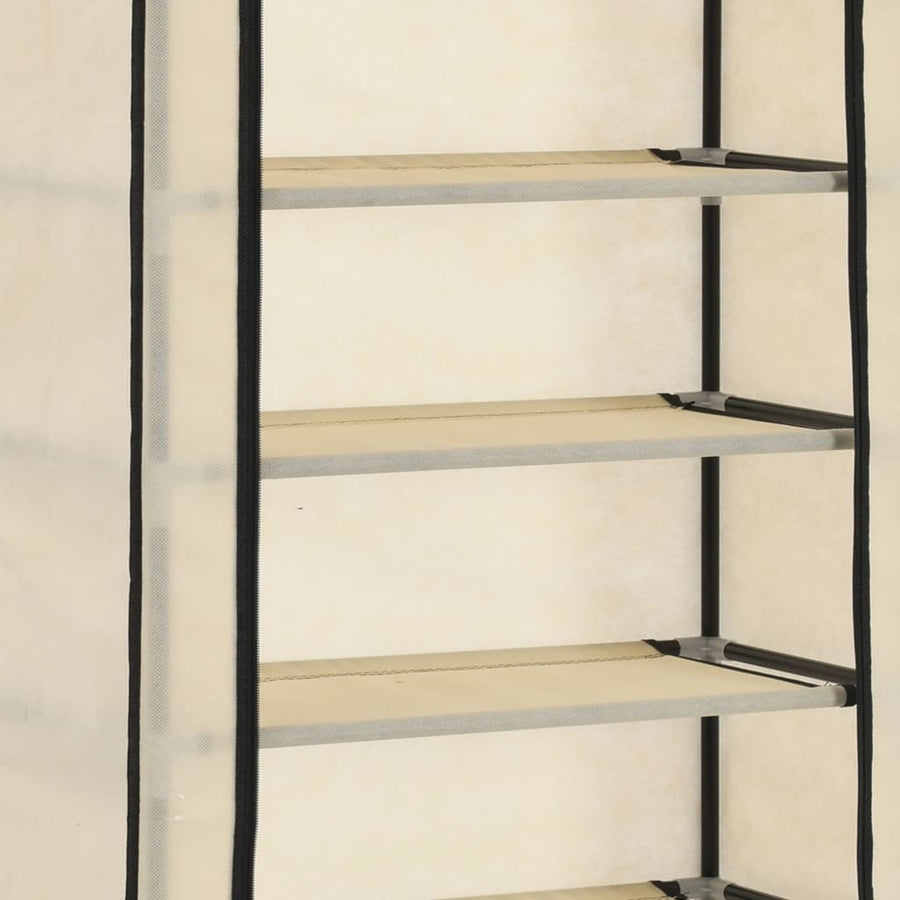 Schoenenkast Met Hoes 57X29X162 Cm Stof Crème