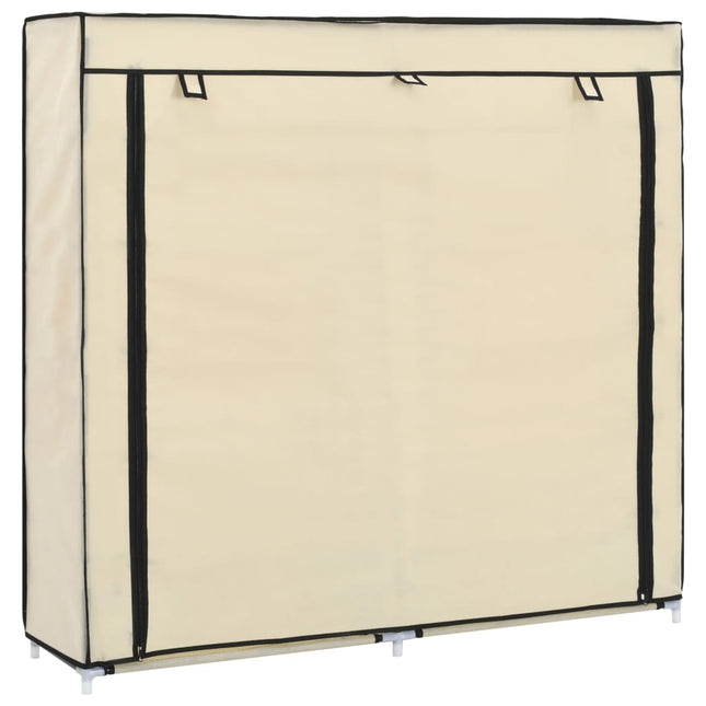 Schoenenkast met hoes 115x28x110 cm stof crème Crème