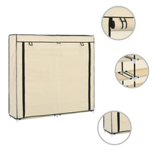 Schoenenkast met hoes 115x28x110 cm stof crème Crème