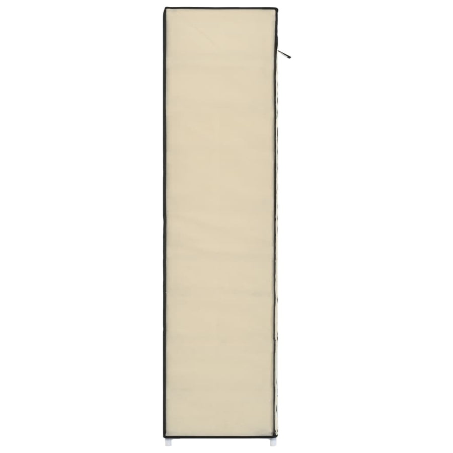 Schoenenkast met hoes 115x28x110 cm stof crème Crème