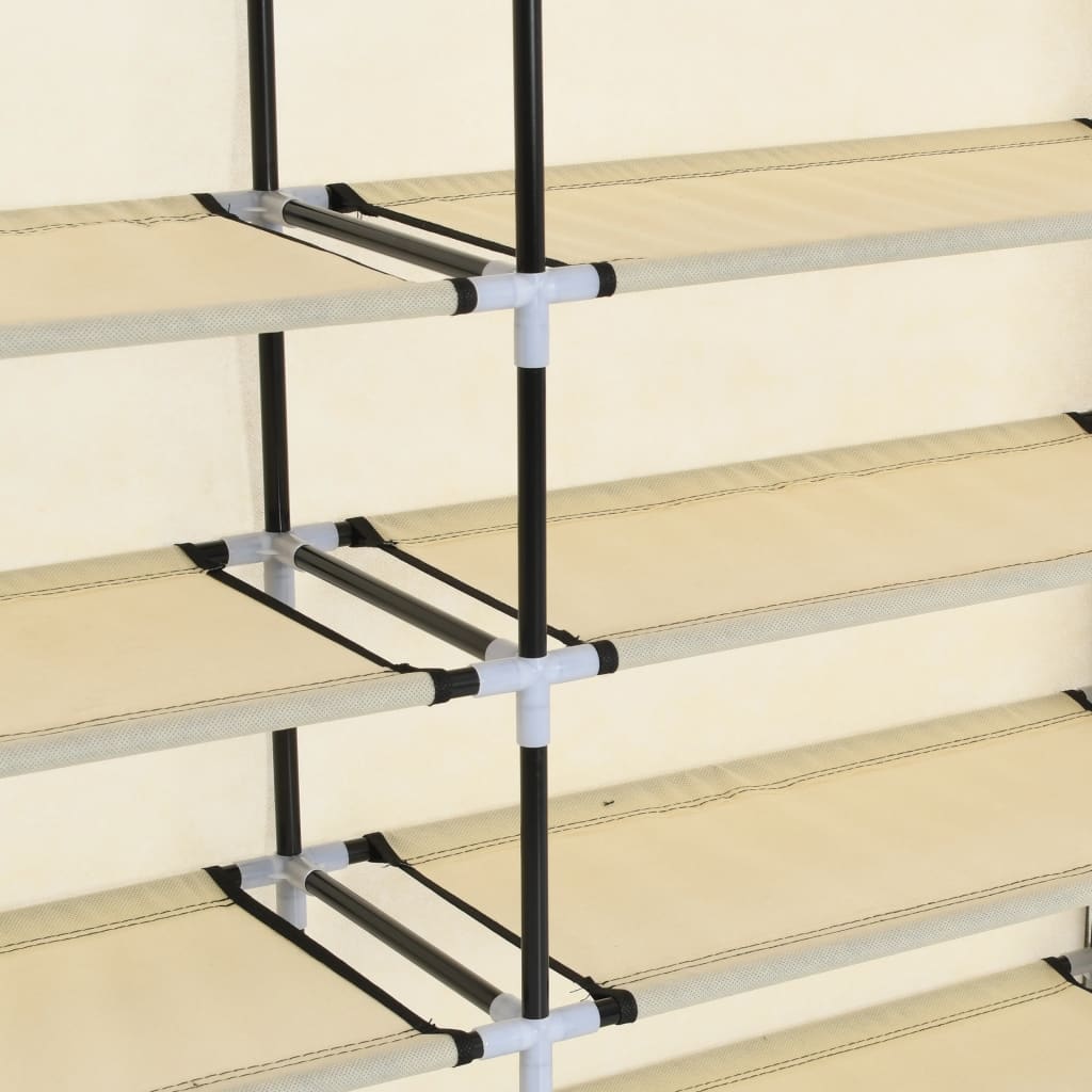 Schoenenkast met hoes 115x28x110 cm stof crème Crème