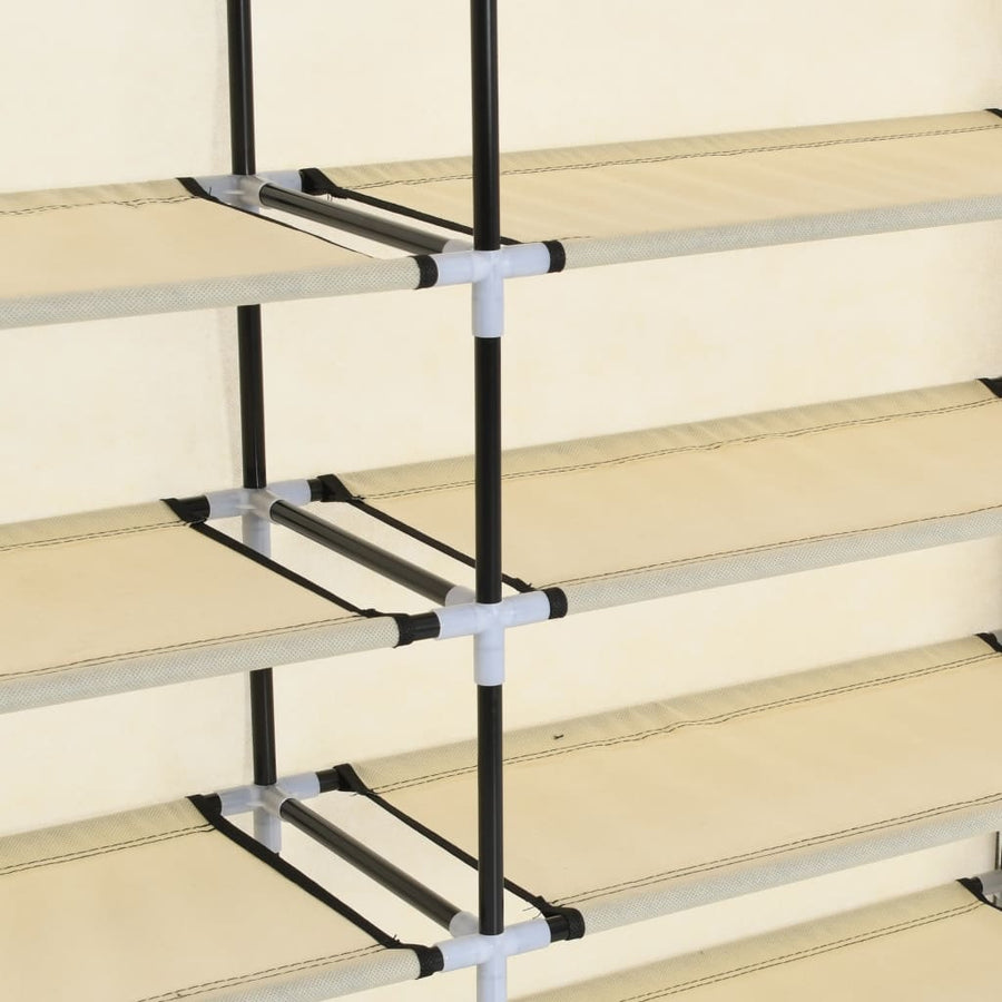 Schoenenkast met hoes 115x28x110 cm stof crème Crème
