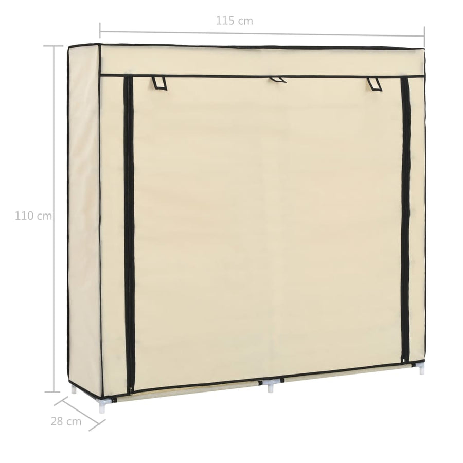 Schoenenkast met hoes 115x28x110 cm stof crème Crème