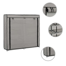 Schoenenkast met hoes 115x28x110 cm stof grijs Grijs