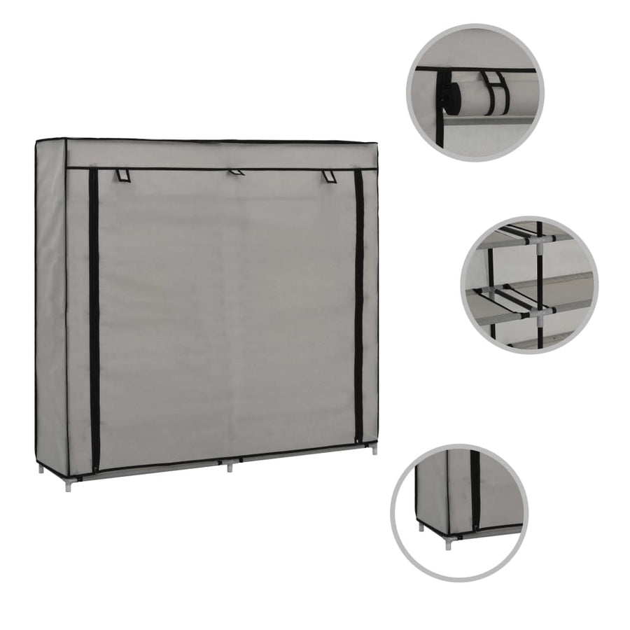 Schoenenkast met hoes 115x28x110 cm stof grijs Grijs