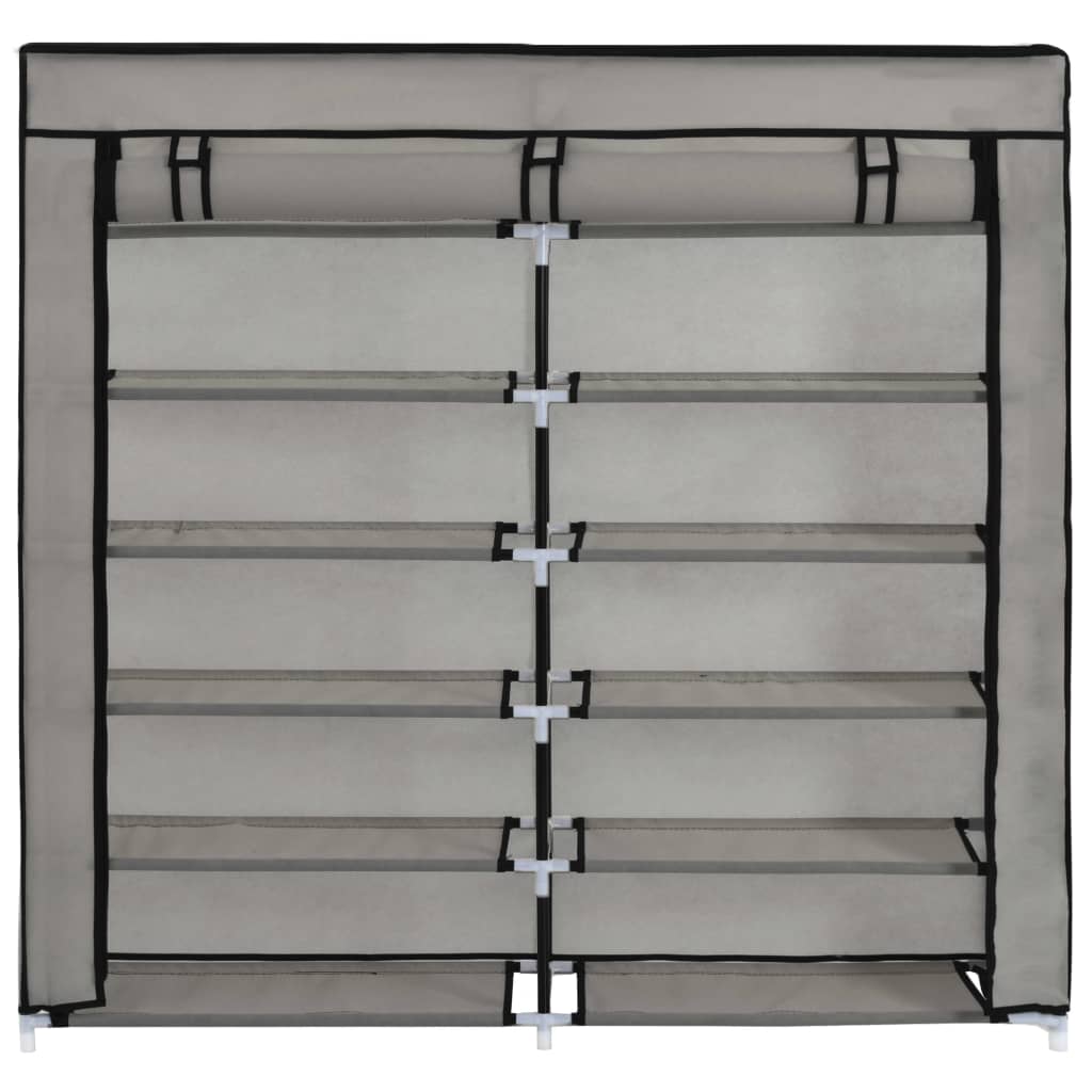 Schoenenkast met hoes 115x28x110 cm stof grijs Grijs